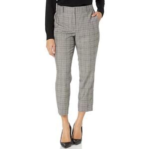 Theory Treeca 2 Deco Portland Plaid Cropped Pants 6 Wool Blend Tailored Trousers